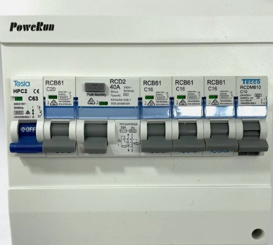 Typical domestic circuit breaker board